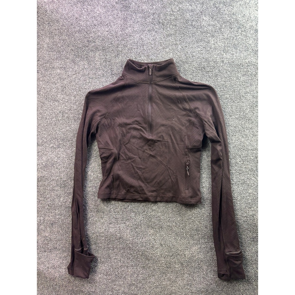 Lululemon It's Rhythmic Half Zip Women XS Brown Chevron Textured Crop Pullover